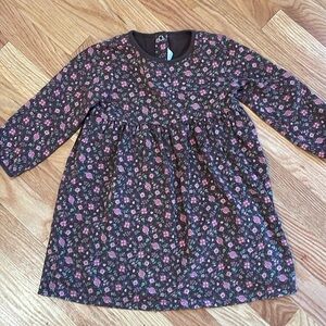 Gymboree girls dress brown pink floral print long sleeve size 3T